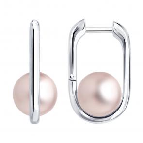 Серебряные серьги Diamant с жемчугом 94-120-00099-1 фото