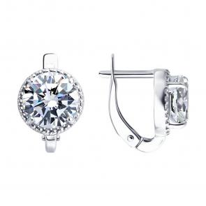 Серебряные серьги Diamant с фианитом 94-120-00104-1 фото