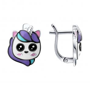 Серебряные серьги Diamant с эмалью 94-120-00106-1 фото