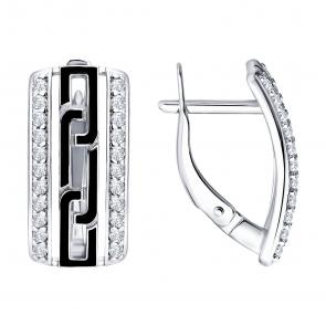 Серебряные серьги SOKOLOV с фианитом и эмалью 94-120-00247-1 фото