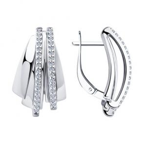Серебряные серьги Diamant с фианитом 94-120-00425-1 фото