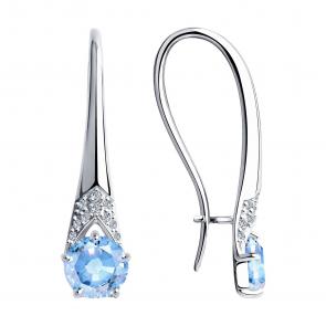 Серебряные серьги Diamant с фианитом 94-120-00465-1 фото
