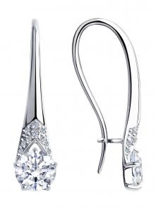 Серебряные серьги Diamant с фианитом 94-120-00465-2 фото