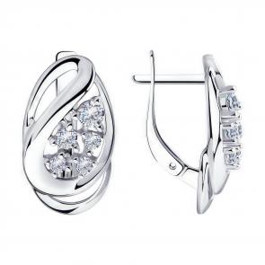 Серебряные серьги Diamant с фианитом 94-120-00547-1 фото