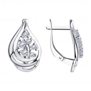 Серебряные серьги Diamant с фианитом 94-120-00566-1 фото