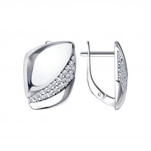 Серебряные серьги Diamant с фианитом 94-120-00676-1 фото
