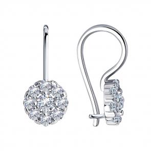 Серебряные серьги Diamant с фианитом 94-120-00677-1 фото