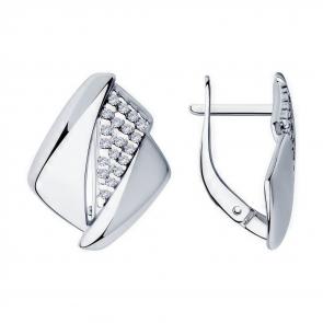 Серебряные серьги Diamant с фианитом 94-120-00681-1 фото