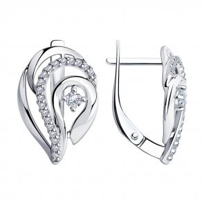 Серебряные серьги Diamant с фианитом 94-120-00725-1 фото