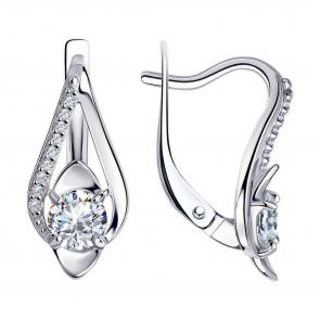 Серебряные серьги Diamant с фианитом 94-120-00731-1 фото