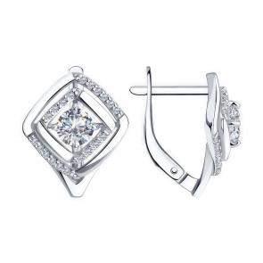 Серебряные серьги Diamant с фианитом 94-120-00740-1 фото