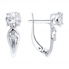 Серебряные серьги Diamant с фианитом 94-120-00741-1 фото