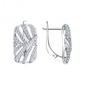 Серебряные серьги Diamant с фианитом 94-120-00785-2 фото