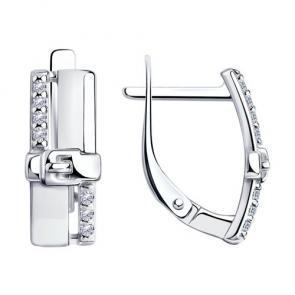Серебряные серьги Diamant с фианитом 94-120-00801-1 фото