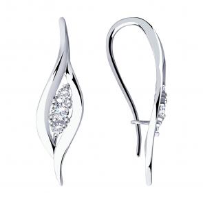 Серебряные серьги Diamant с фианитом 94-120-00873-1 фото