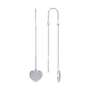 Серебряные серьги Diamant с фианитом 94-120-01017-2 фото