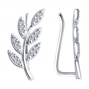 Серебряные серьги Diamant с фианитом 94-120-01046-1 фото