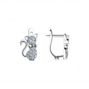 Серебряные серьги Diamant с фианитом 94-120-01061-1 фото