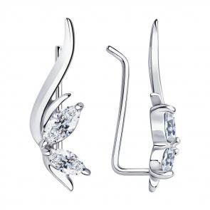 Серебряные серьги Diamant с фианитом 94-120-01163-1 фото