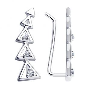 Серебряные серьги Diamant с фианитом 94-120-01168-1 фото