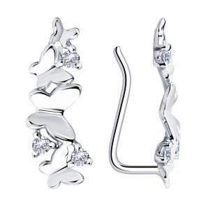 Серебряные серьги Diamant с фианитом 94-120-01169-1 фото