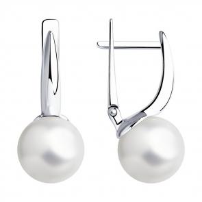 Серебряные серьги Diamant с жемчугом 94-120-01174-1 фото