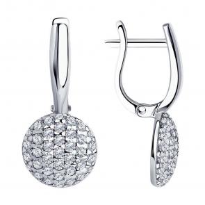 Серебряные серьги Diamant с фианитом 94-120-01214-1 фото