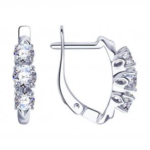 Серебряные серьги Diamant с фианитом 94-120-01216-1 фото