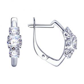 Серебряные серьги Diamant с фианитом 94-120-01217-1 фото