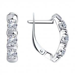 Серебряные серьги Diamant с фианитом 94-120-01304-1 фото