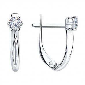 Серебряные серьги Diamant с фианитом 94-120-01376-1 фото