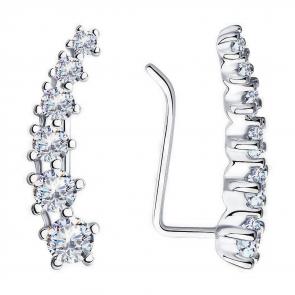 Серебряные серьги Diamant с фианитом 94-120-01507-1 фото