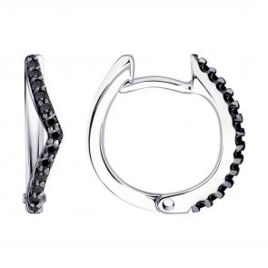 Серебряные серьги Diamant с фианитом 94-120-01511-1 фото