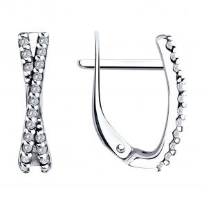 Серебряные серьги Diamant с фианитом 94-120-01512-2 фото