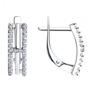 Серебряные серьги Diamant с фианитом 94-120-01514-2 фото