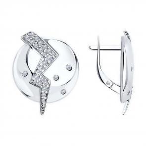 Серебряные серьги Diamant с фианитом 94-120-01525-1 фото