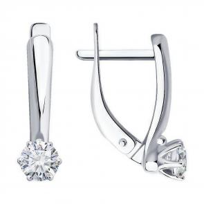 Серебряные серьги Diamant с фианитом 94-120-01542-1 фото