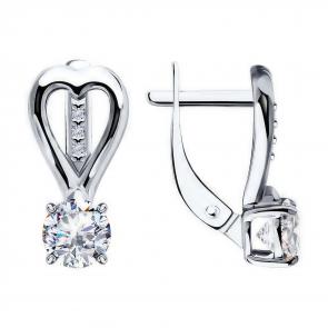 Серебряные серьги Diamant с фианитом 94-120-01551-1 фото