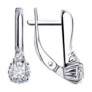 Серебряные серьги Diamant с фианитом 94-120-01555-1 фото