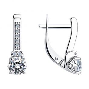Серебряные серьги Diamant с фианитом 94-120-01556-1 фото