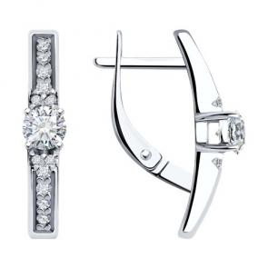 Серебряные серьги Diamant с фианитом 94-120-01604-1 фото