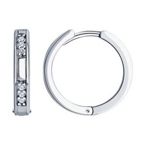 Серебряные серьги Diamant с фианитом 94-120-01632-2 фото