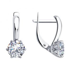 Серебряные серьги Diamant с фианитом 94-120-01633-1 фото