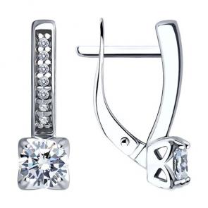 Серебряные серьги Diamant с фианитом 94-120-01712-1 фото