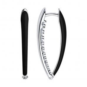 Серебряные серьги Diamant с фианитом и эмалью 94-120-01883-2 фото