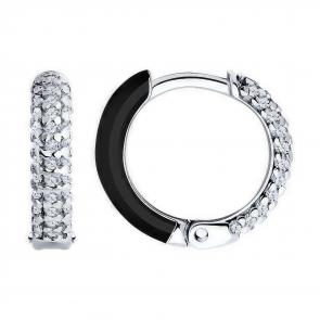 Серебряные серьги Diamant с фианитом и эмалью 94-120-01893-1 фото