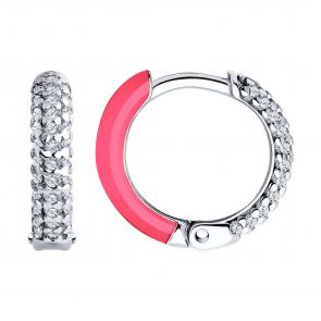 Серебряные серьги Diamant с фианитом и эмалью 94-120-01893-2 фото