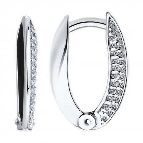 Серебряные серьги Diamant с фианитом и эмалью 94-120-01969-2 фото