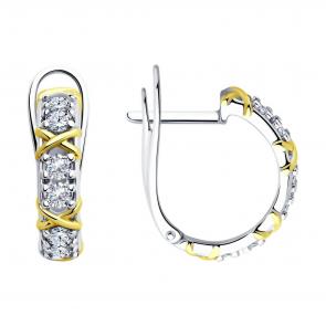 Серебряные серьги Diamant с фианитом 94-120-01990-1 фото