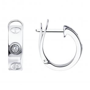 Серебряные серьги Diamant с фианитом 94-120-02024-1 фото